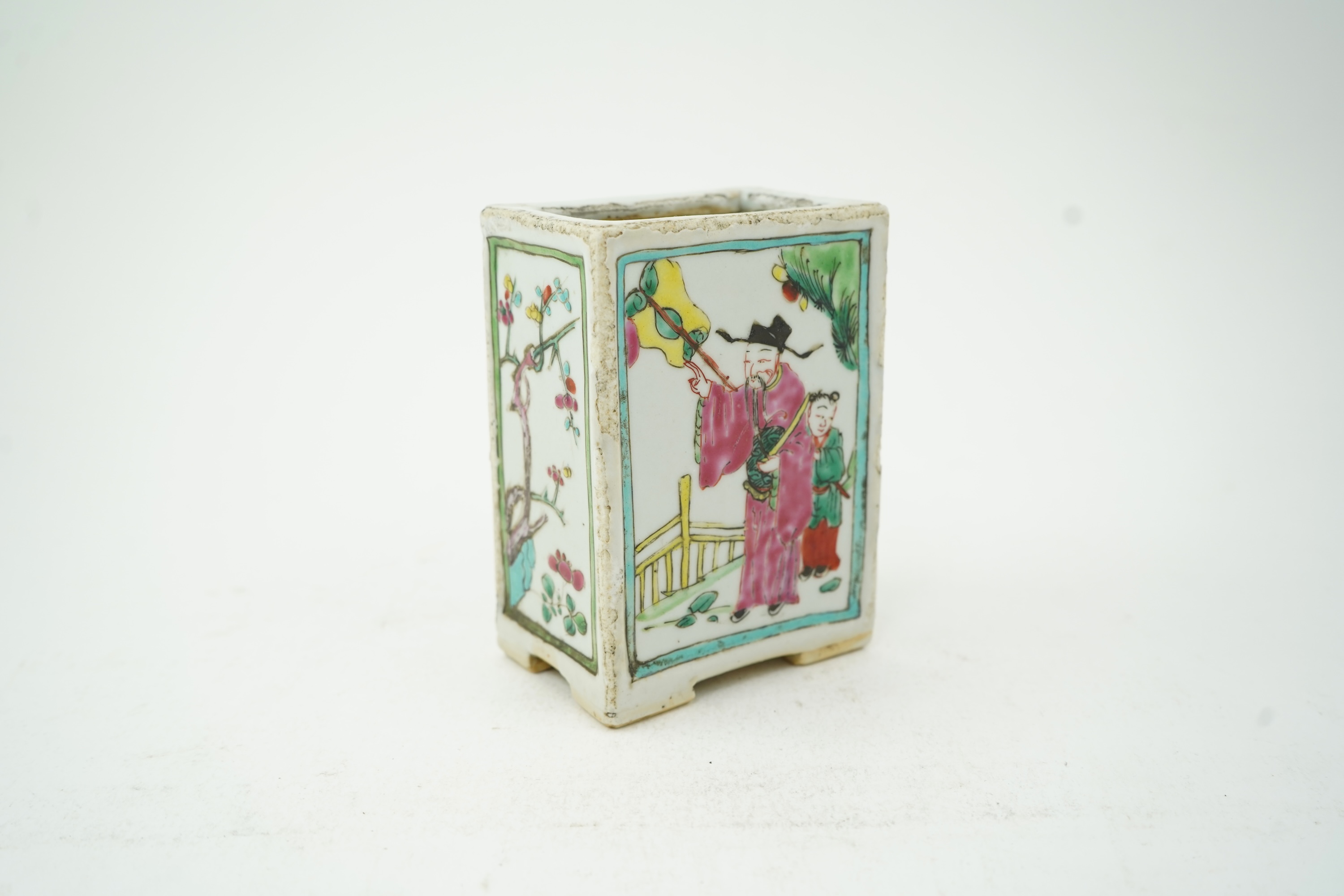 A Chinese famille rose rectangular brushpot, Yongzheng period (1723-35)